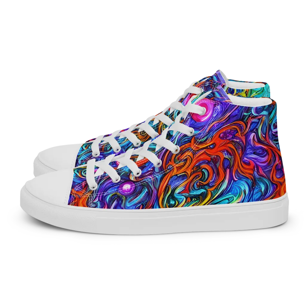 Saturated Swirl on Women's High Top Canvas Shoes — Left