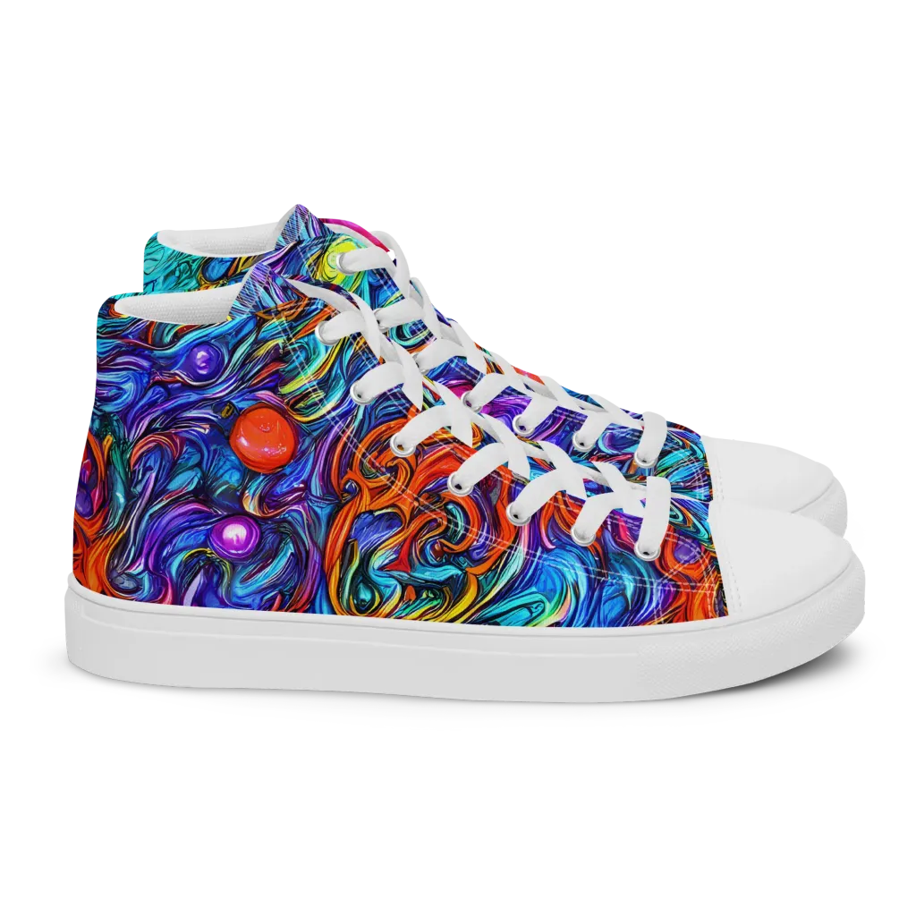 Saturated Swirl on Women's High Top Canvas Shoes — Right
