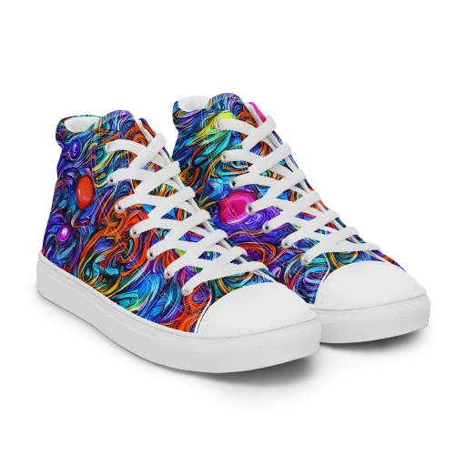 Saturated Swirl on a Women's High Top Canvas Shoes