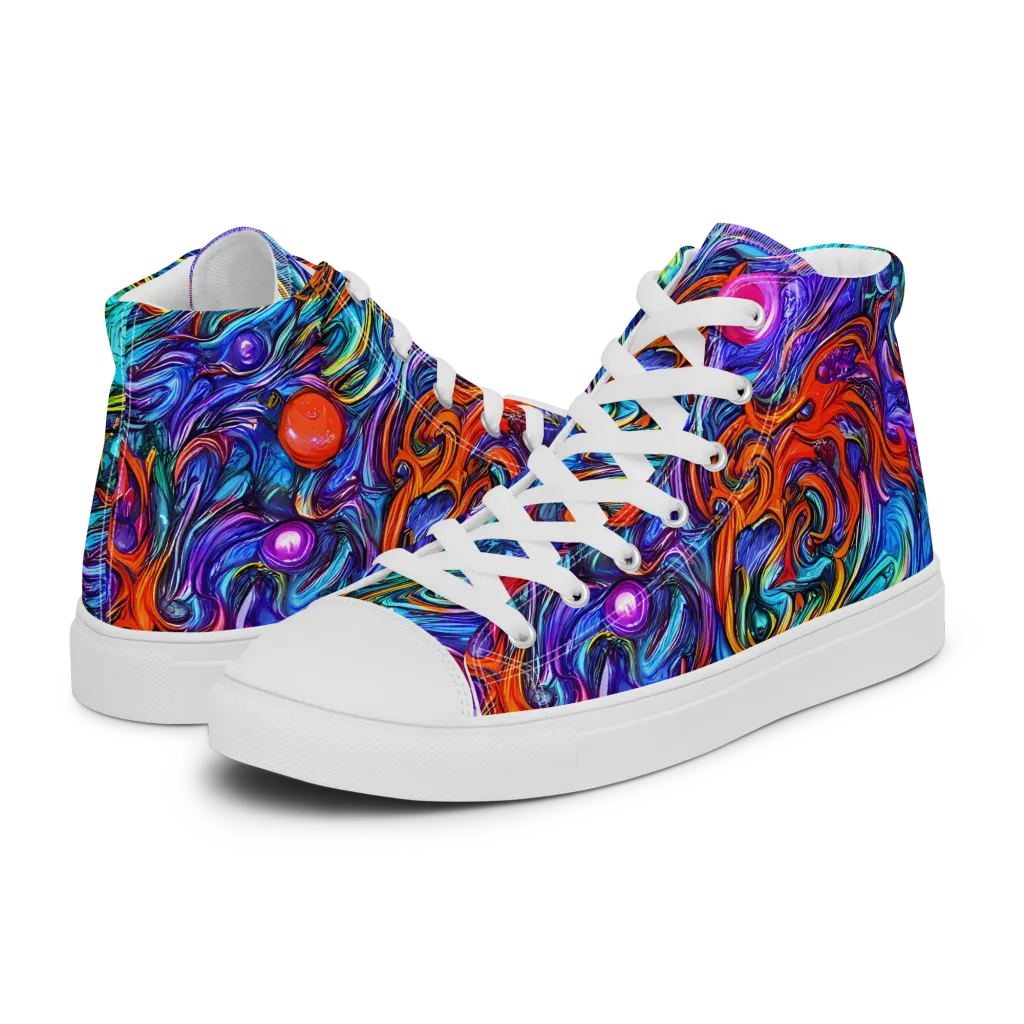 Saturated Swirl on Women's High Top Canvas Shoes — Left