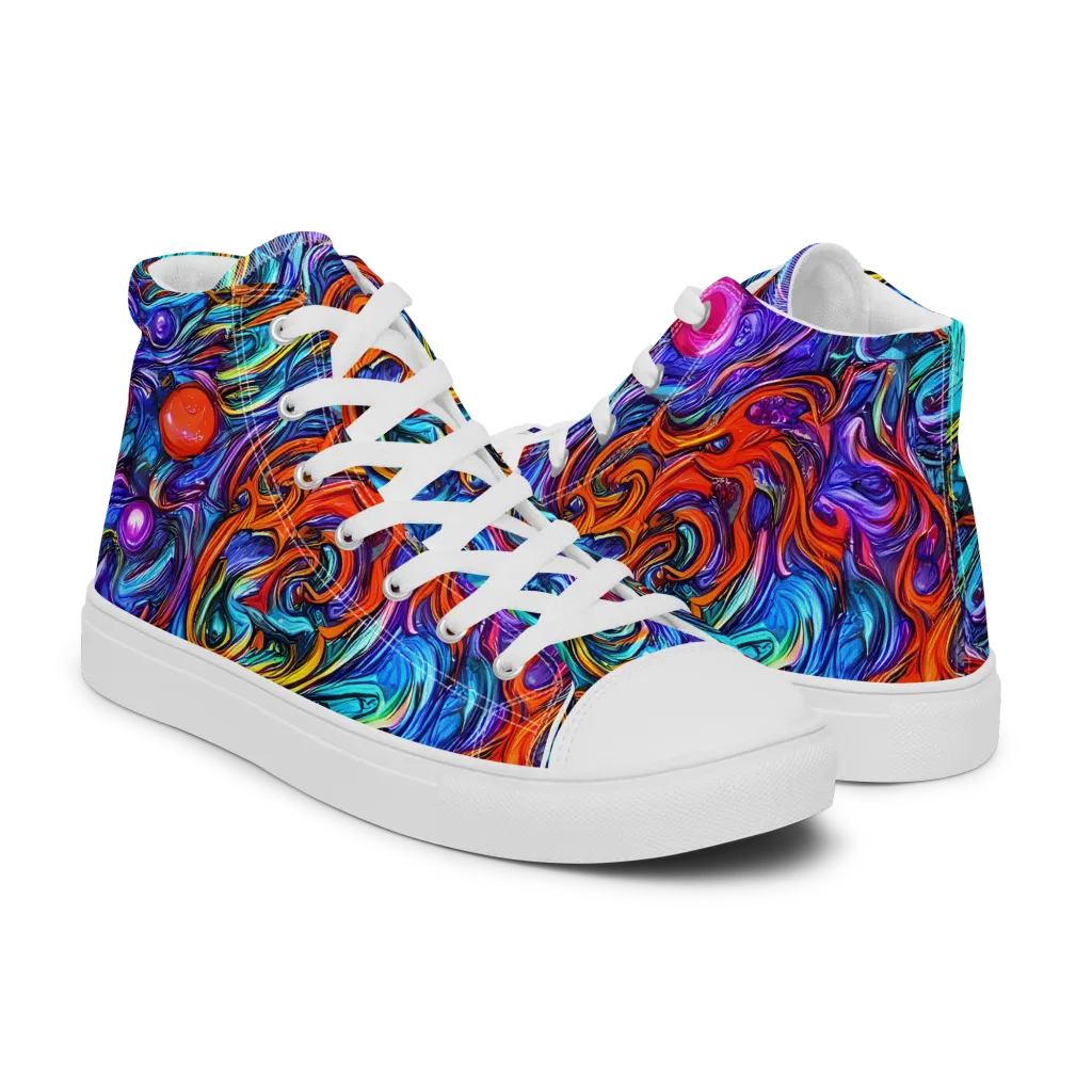 Saturated Swirl on Women's High Top Canvas Shoes — Right