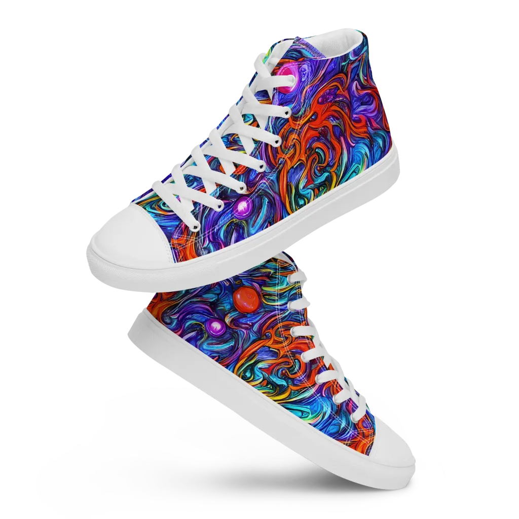 Saturated Swirl on Women's High Top Canvas Shoes — Front