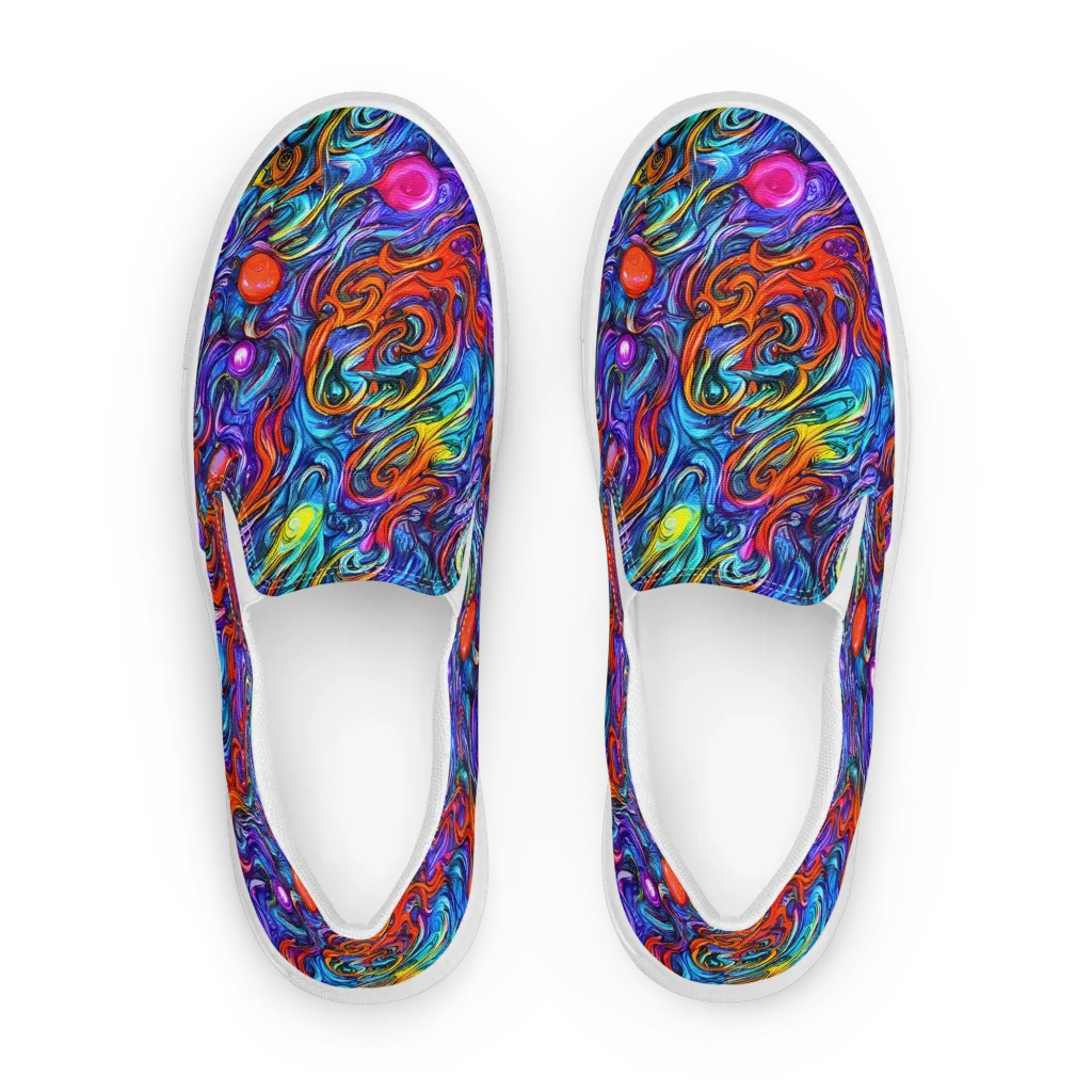Saturated Swirl on Men's Slip-On Canvas Shoes — Front