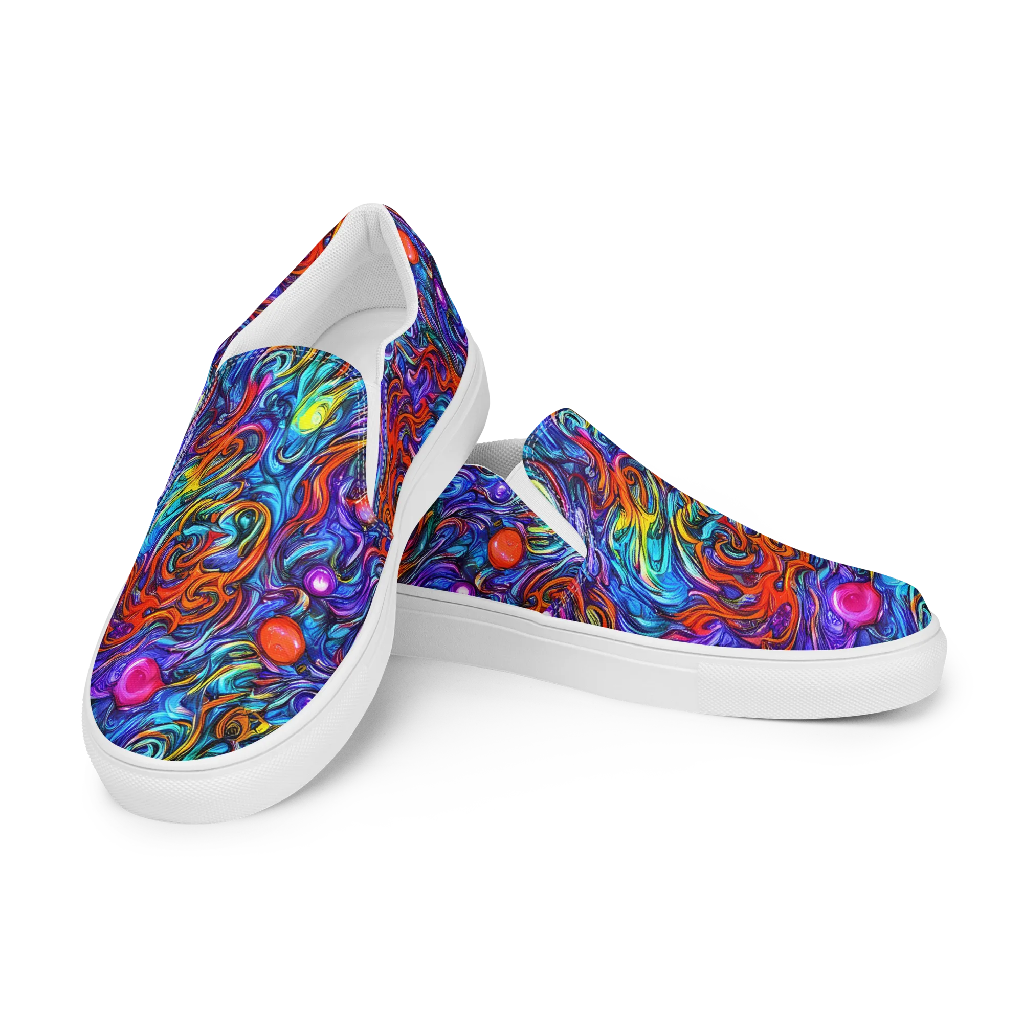 Saturated Swirl on Men's Slip-On Canvas Shoes — Left Front