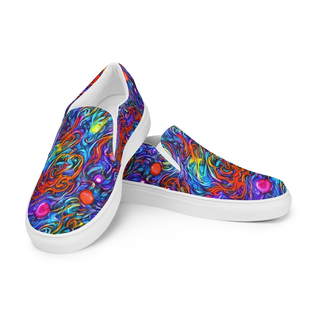 Saturated Swirl on Men's Slip-On Canvas Shoes — Left Front
