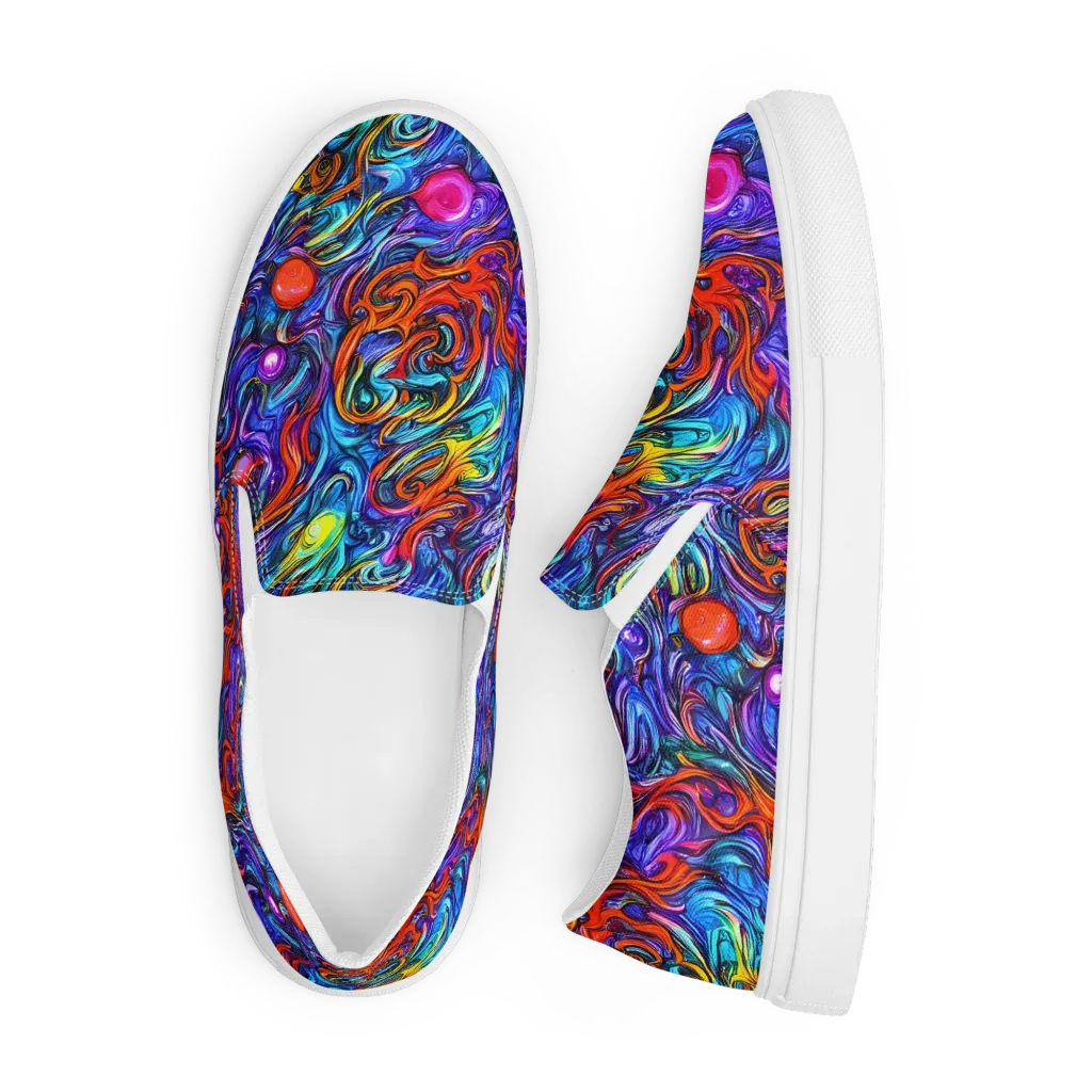 Saturated Swirl on Men's Slip-On Canvas Shoes — Front