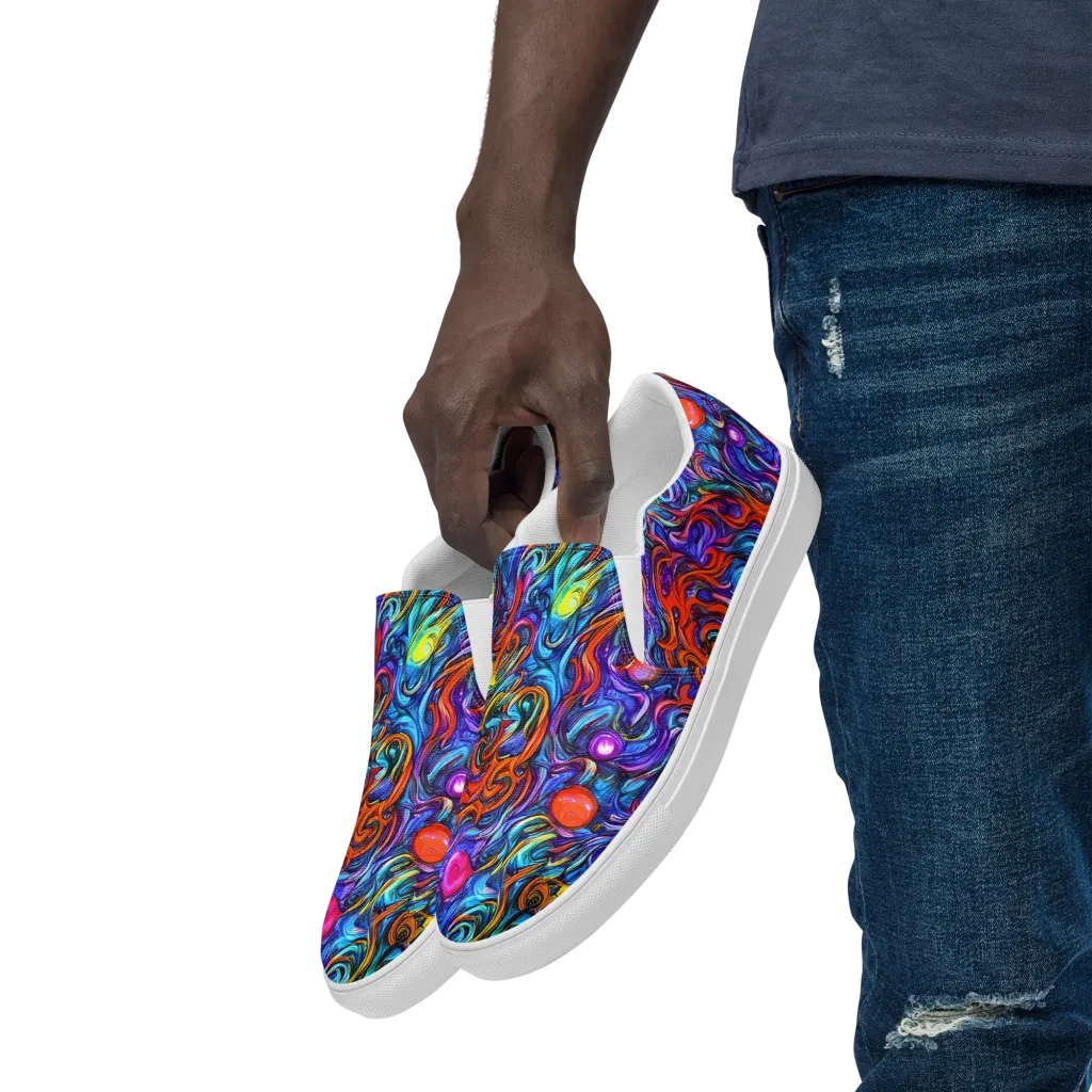 Saturated Swirl on Men's Slip-On Canvas Shoes — Left Front