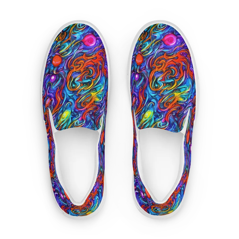 Saturated Swirl on Women's Slip-On Canvas Shoes — Front