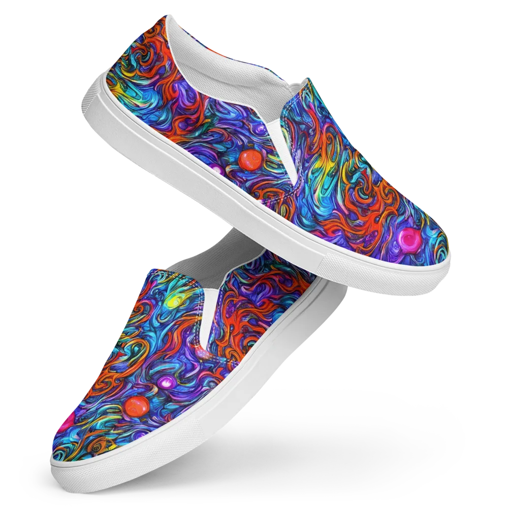Saturated Swirl on Women's Slip-On Canvas Shoes — Front