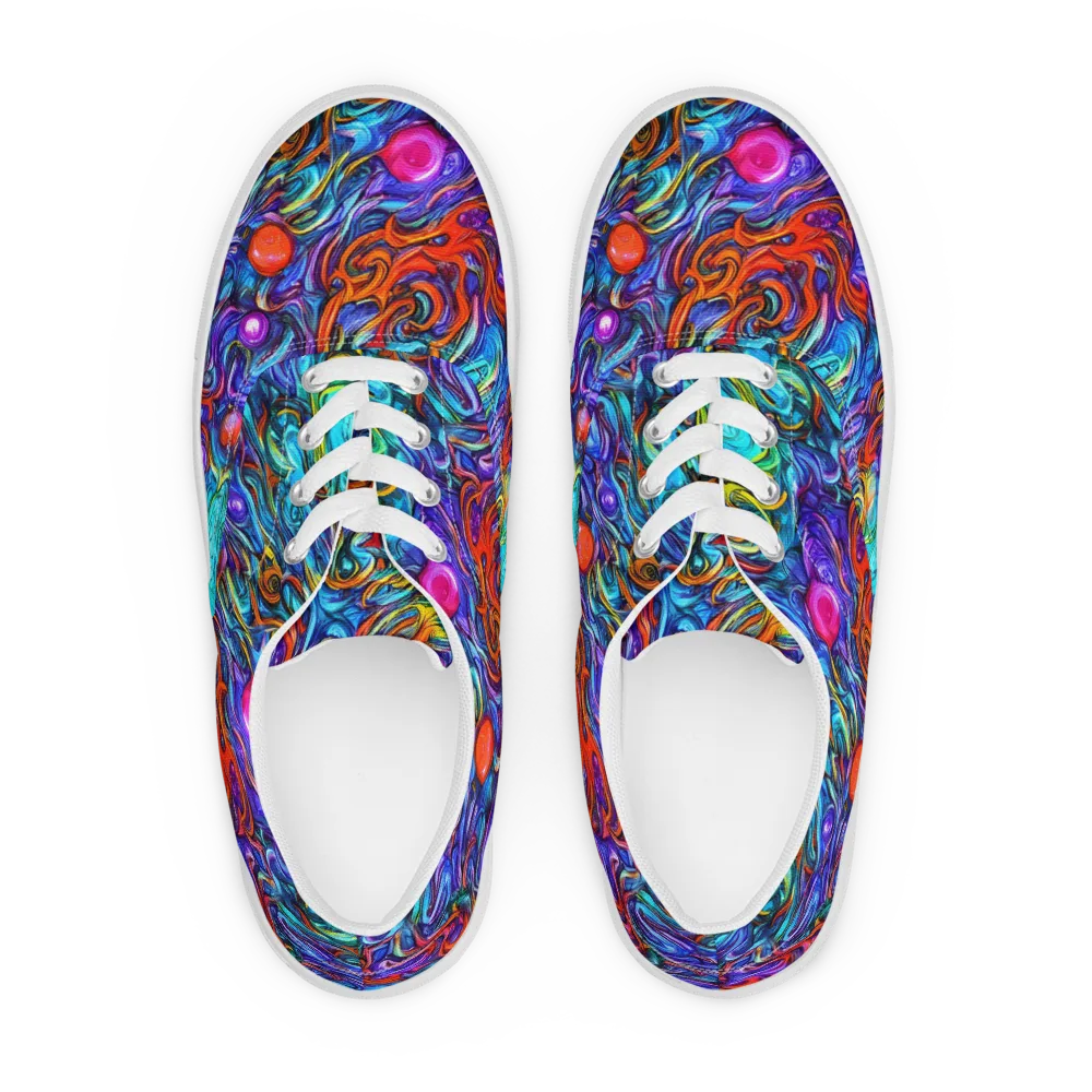 Saturated Swirl on Men's Lace-Up Canvas Shoes — Front