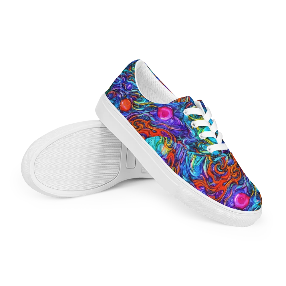 Saturated Swirl on Men's Lace-Up Canvas Shoes — Right Front