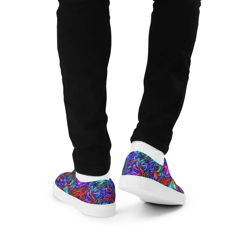 Saturated Swirl on Men's Lace-Up Canvas Shoes — Back