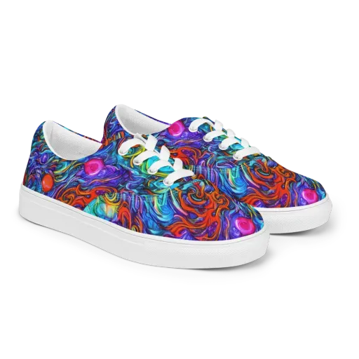 Saturated Swirl on a Men's Lace-Up Canvas Shoes