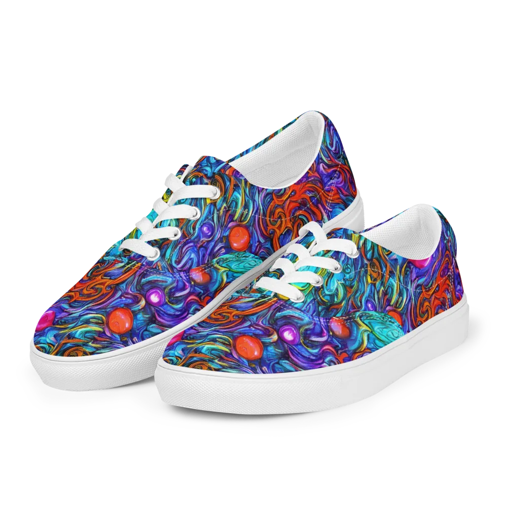 Saturated Swirl on Men's Lace-Up Canvas Shoes — Left Front