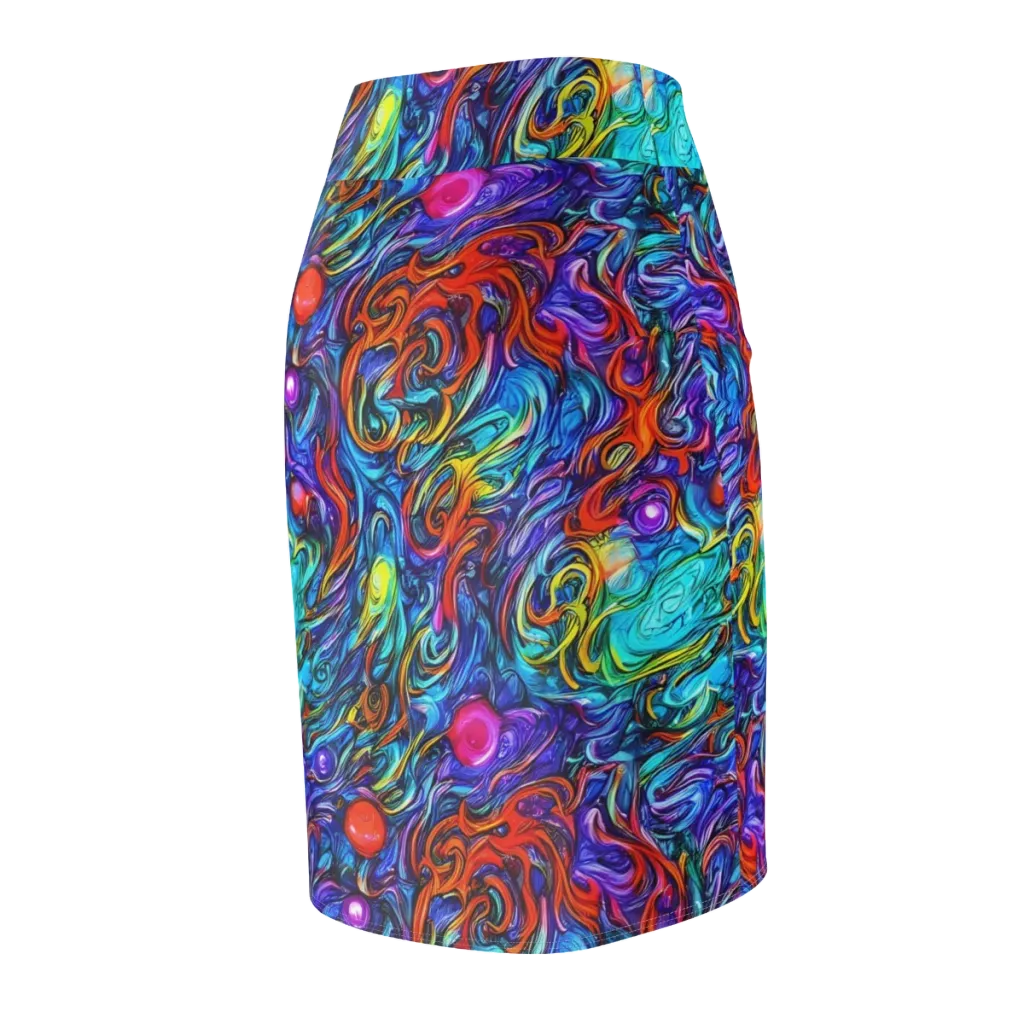 Saturated Swirl on Pencil Skirt — Back Side