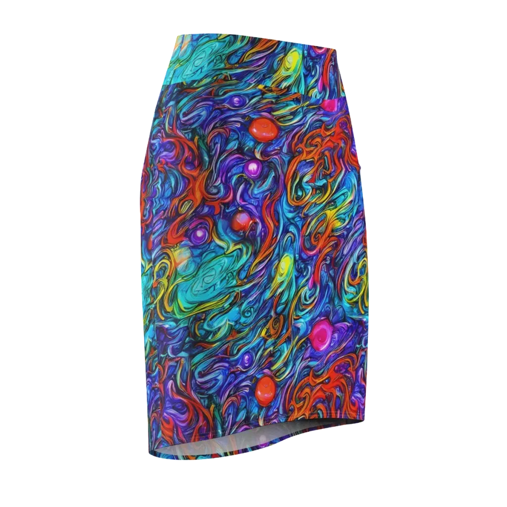 Saturated Swirl on Pencil Skirt — Front Side