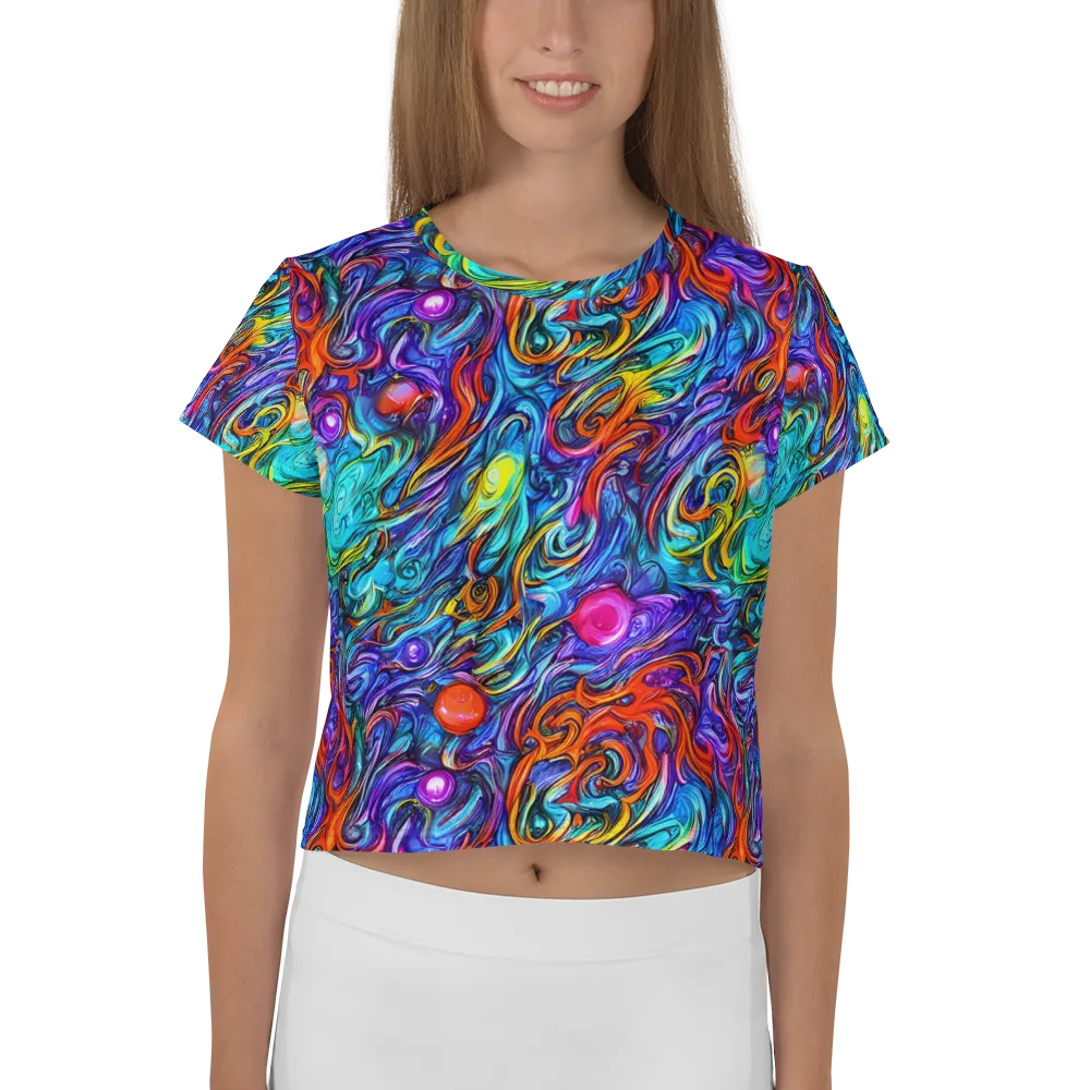 Saturated Swirl on Crop Tee — Front