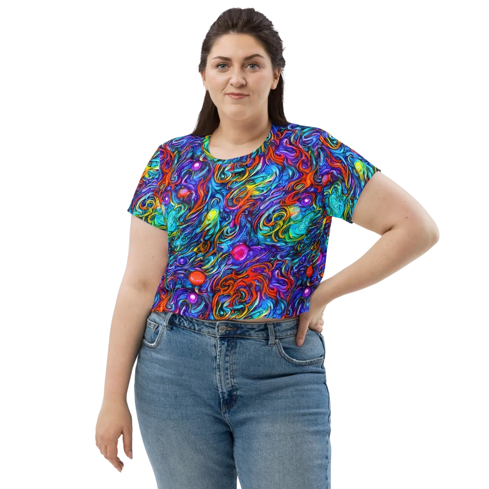 Saturated Swirl on Crop Tee — Front
