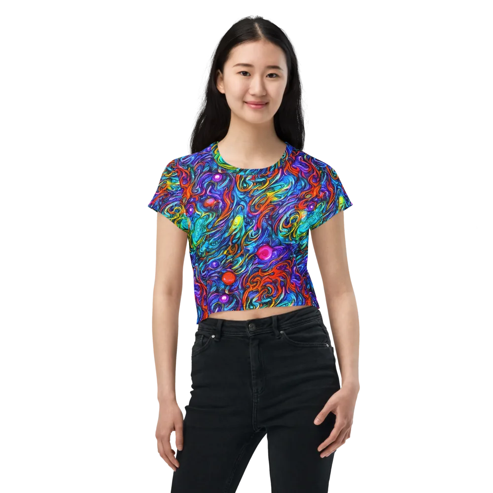 Saturated Swirl on Crop Tee — Front