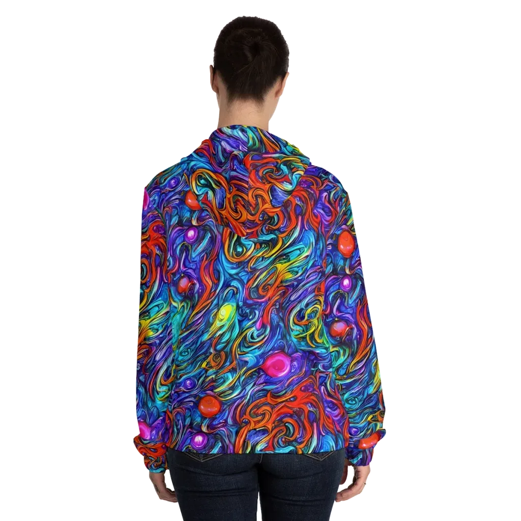 Saturated Swirl on Women's Full-Zip Hoodie — Back On Person