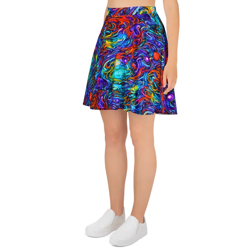 Saturated Swirl on Skater Skirt — Left