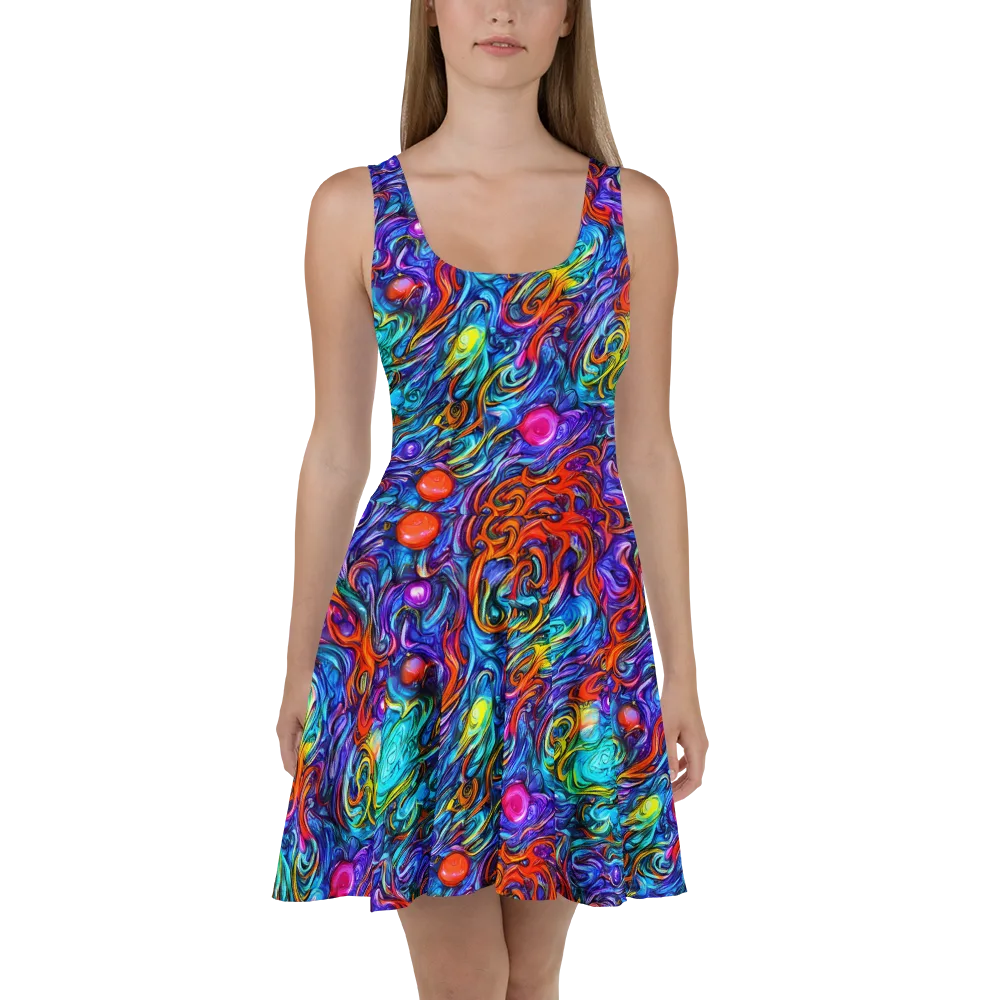 Saturated Swirl on Skater Dress — Front