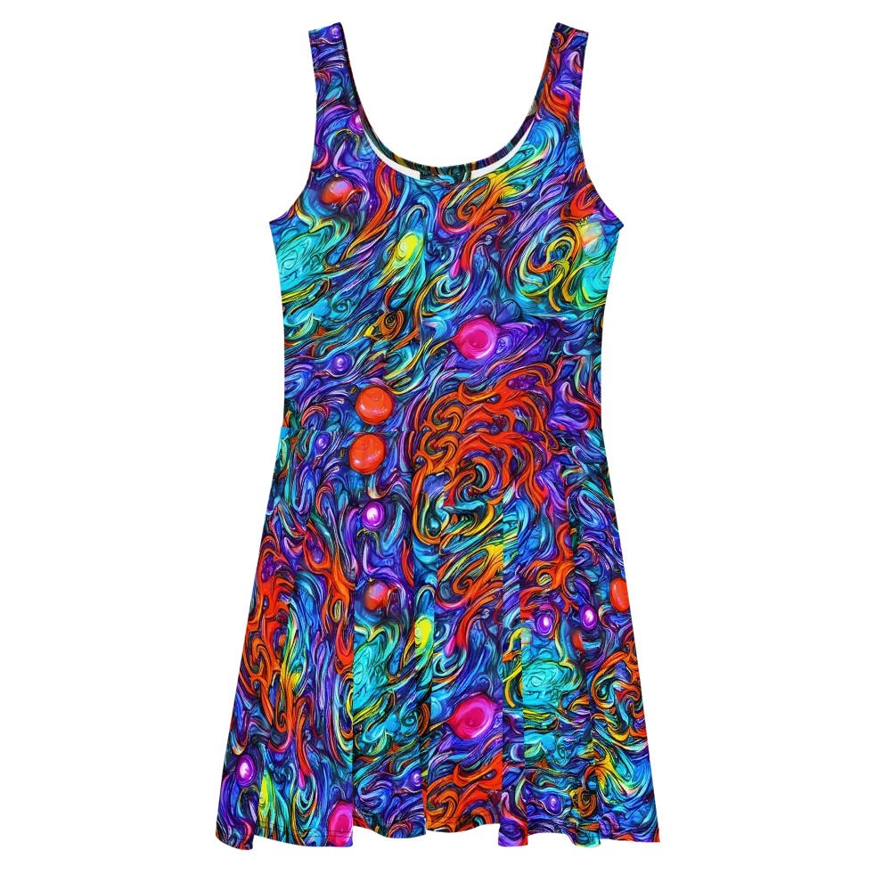 Saturated Swirl on Skater Dress — Front
