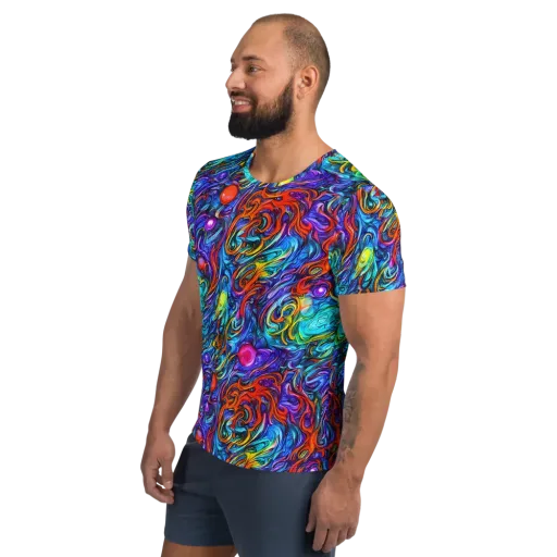 Saturated Swirl on a Men's Athletic T-Shirt