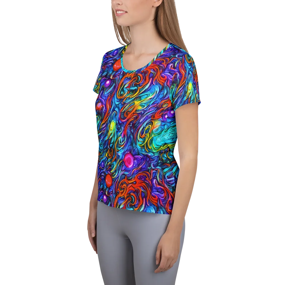 Saturated Swirl on Women's Athletic T-Shirt — Left