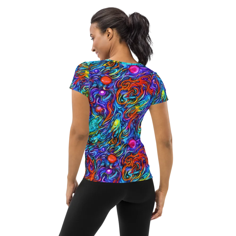Saturated Swirl on Women's Athletic T-Shirt — Back