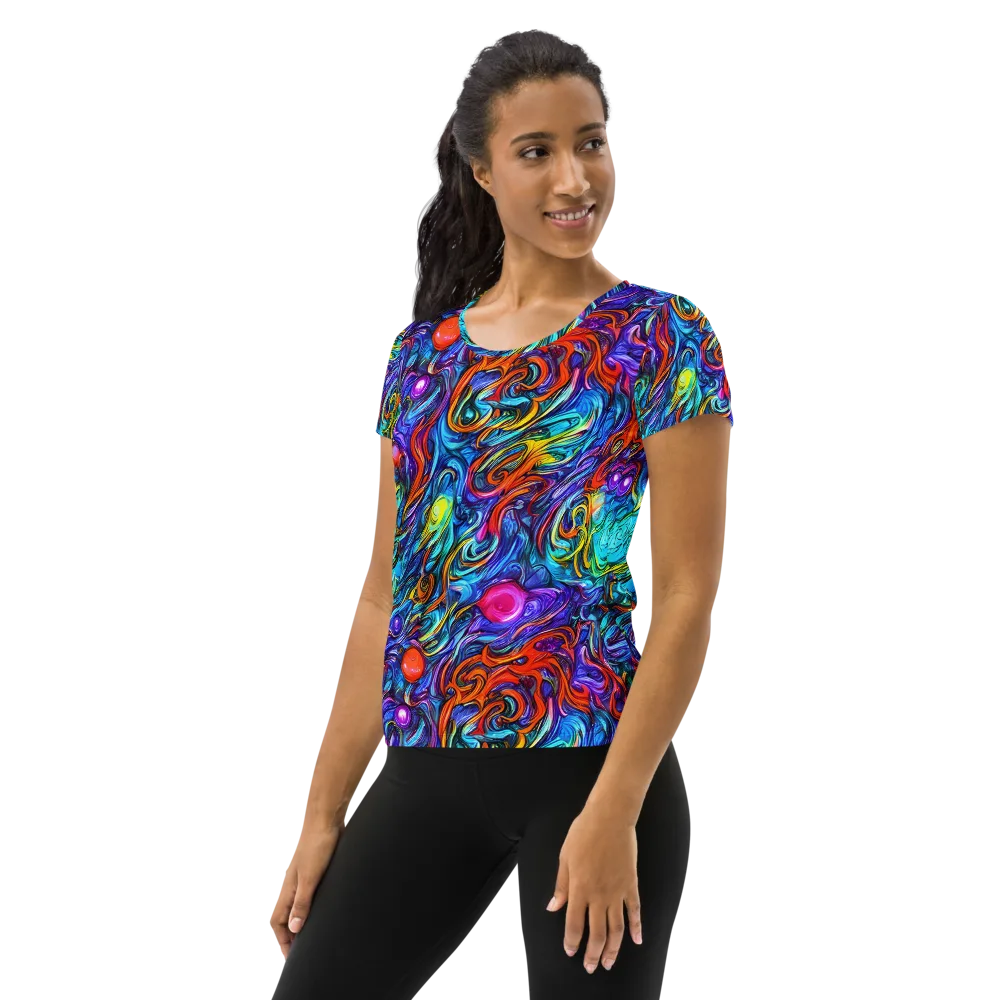 Saturated Swirl on Women's Athletic T-Shirt — Left