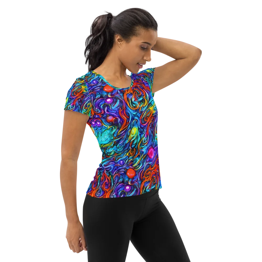 Saturated Swirl on Women's Athletic T-Shirt — Right