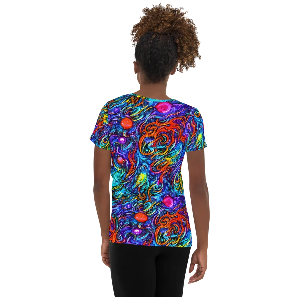 Saturated Swirl on Women's Athletic T-Shirt — Back