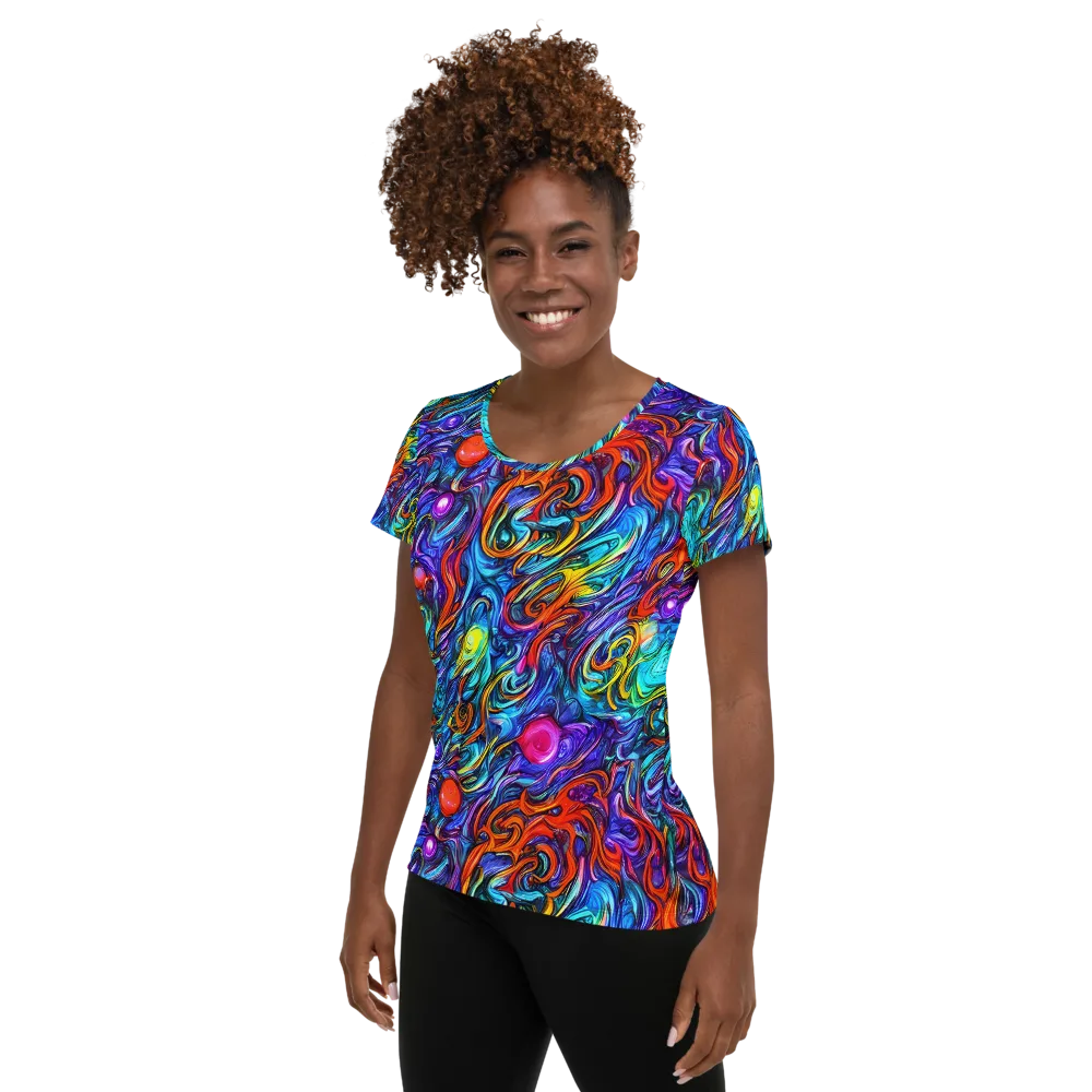 Saturated Swirl on Women's Athletic T-Shirt — Left