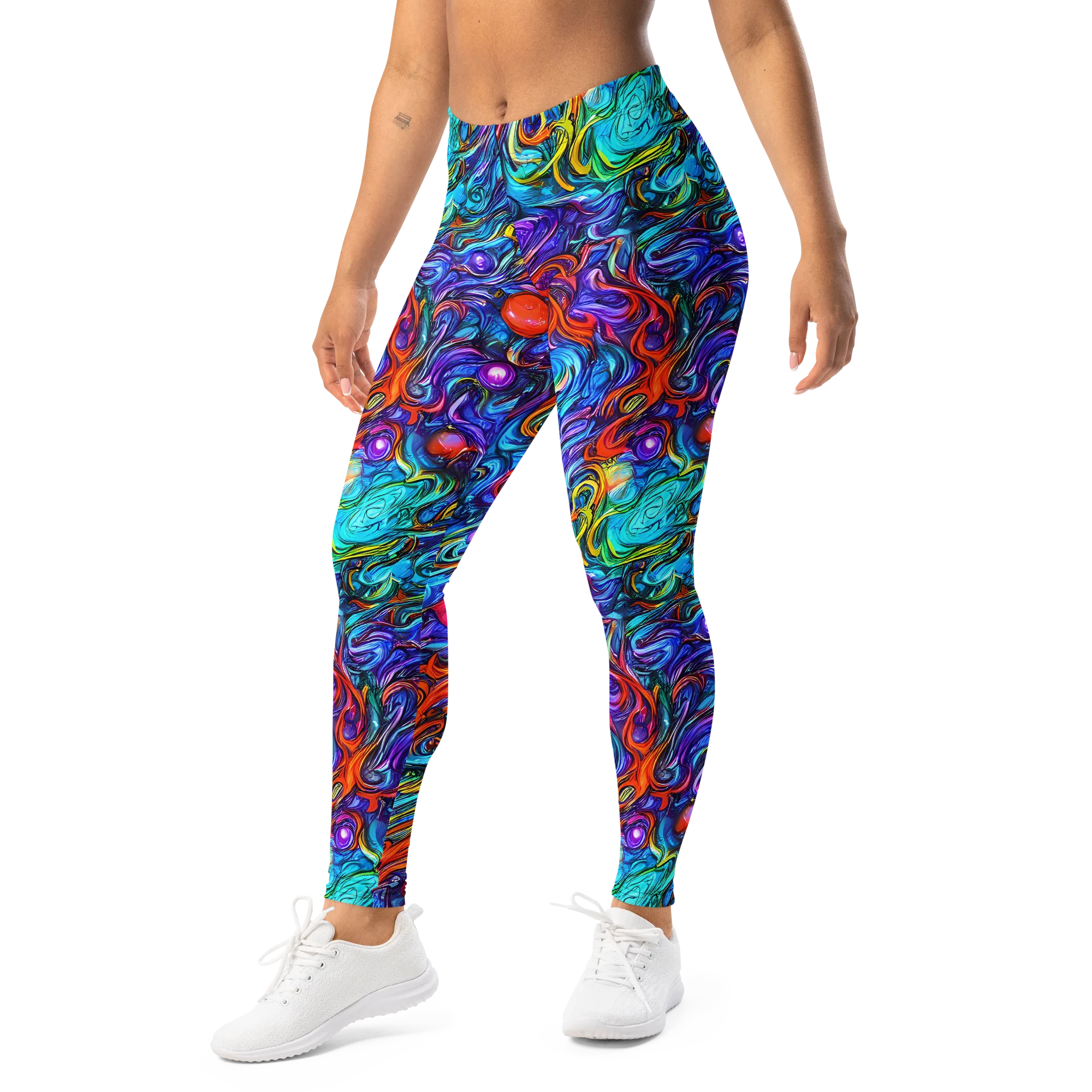 Saturated Swirl on Leggings — Left Front