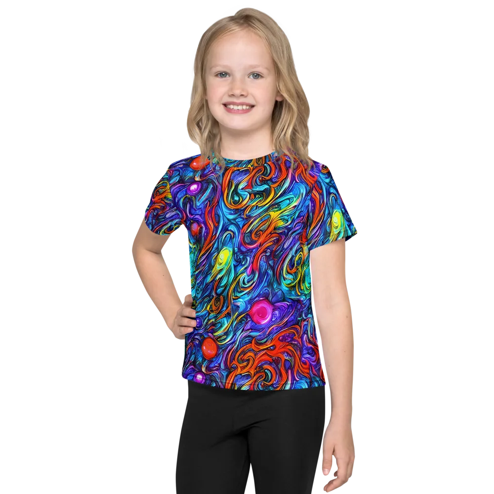Saturated Swirl on Kids Crew Neck T-Shirt — Front