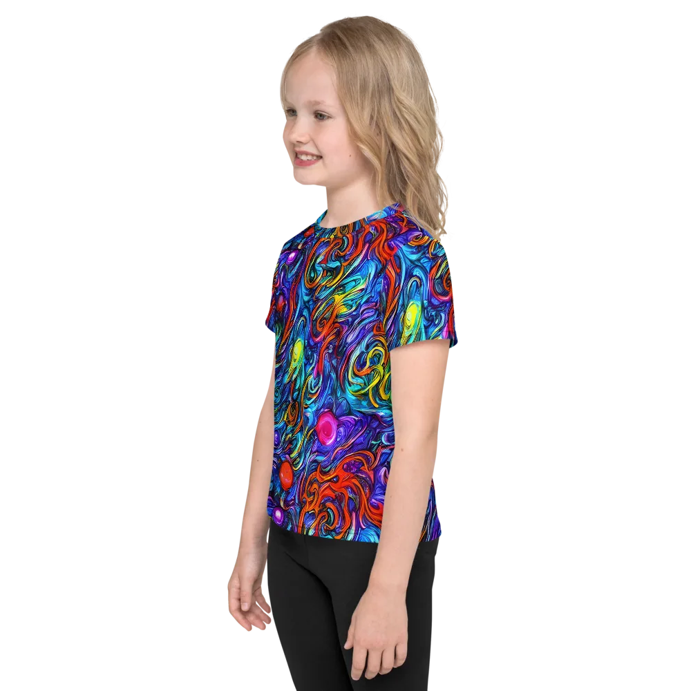 Saturated Swirl on Kids Crew Neck T-Shirt — Left