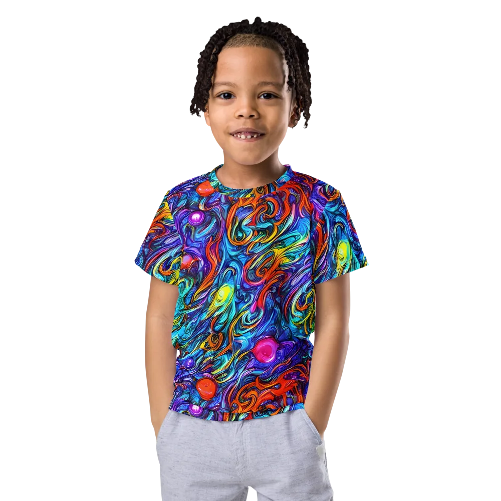 Saturated Swirl on Kids Crew Neck T-Shirt — Front