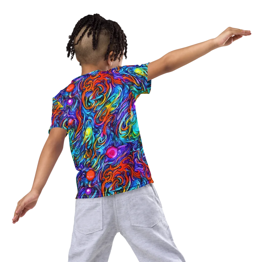 Saturated Swirl on Kids Crew Neck T-Shirt — Back