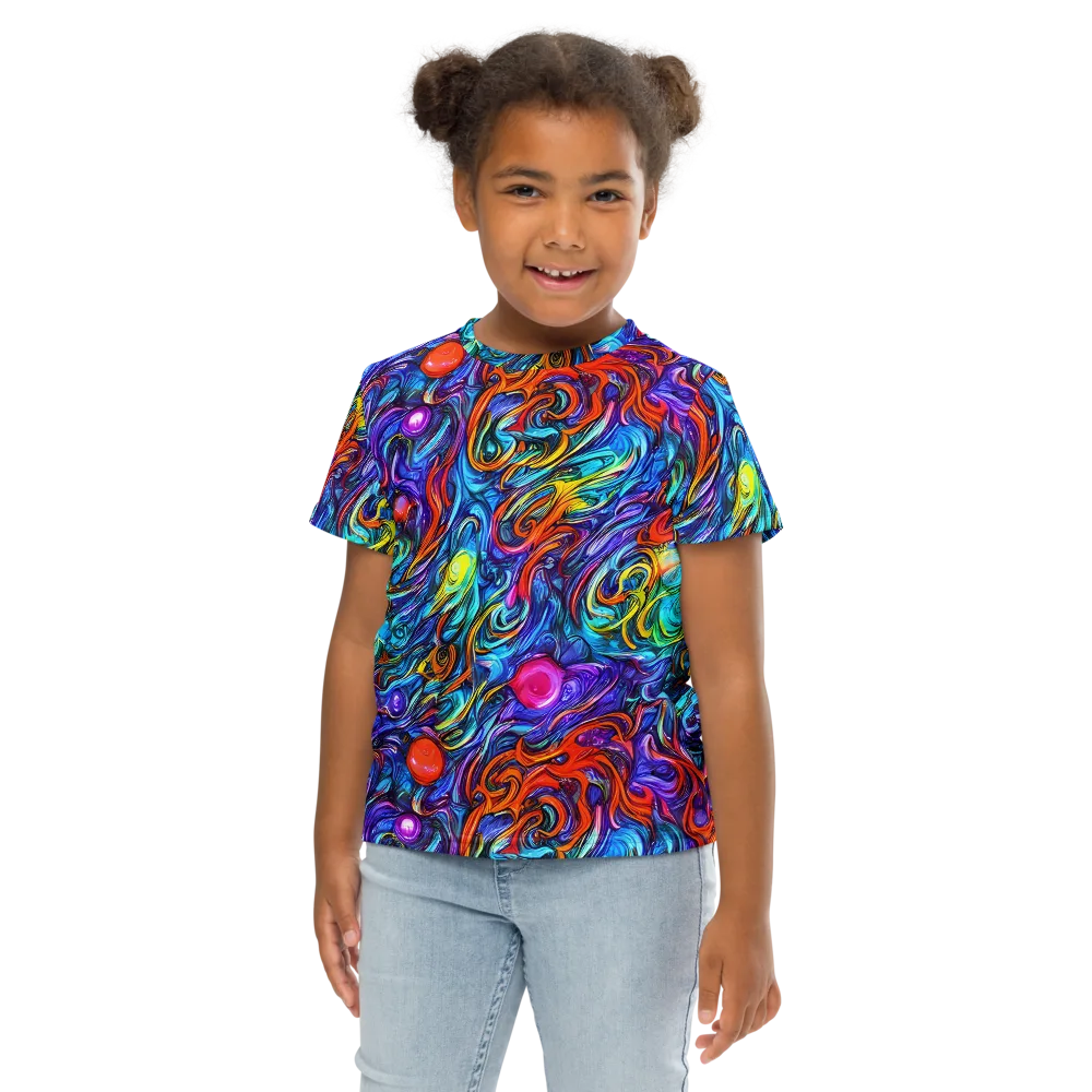 Saturated Swirl on Kids Crew Neck T-Shirt — Front