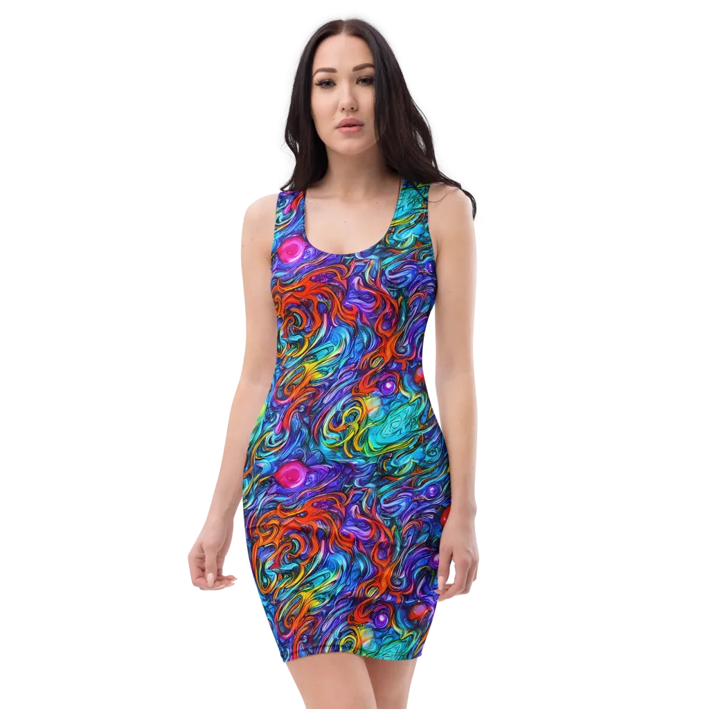 Saturated Swirl on Bodycon Dress — Front