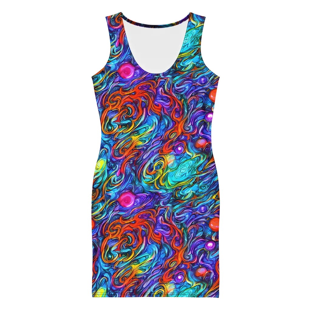 Saturated Swirl on Bodycon Dress — Front