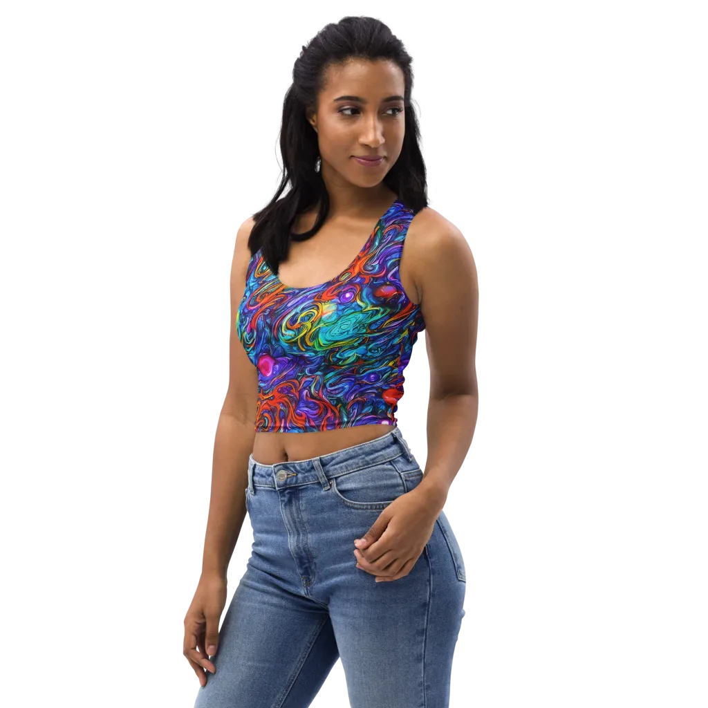 Saturated Swirl on Crop Top — Left Front