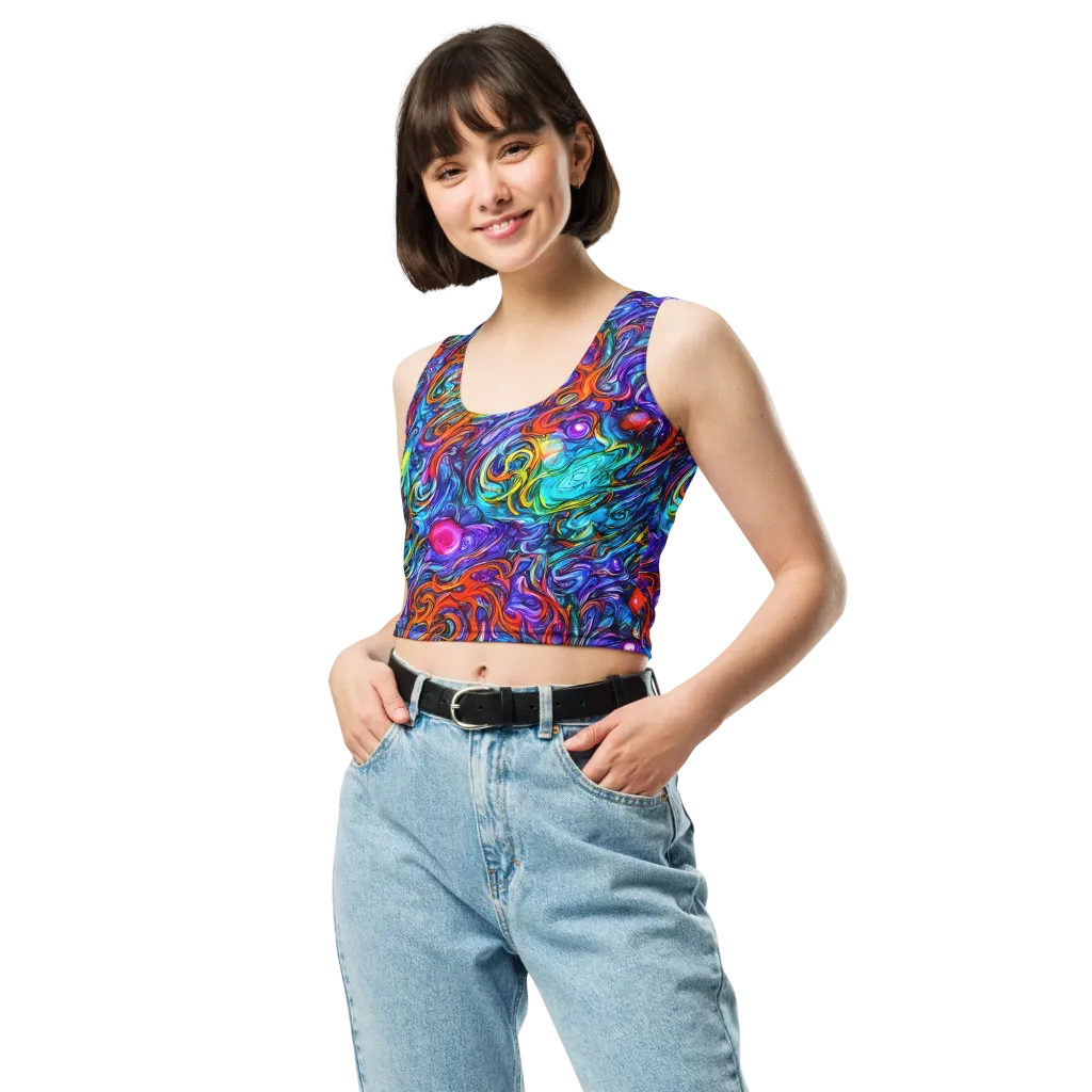 Saturated Swirl on Crop Top — Front