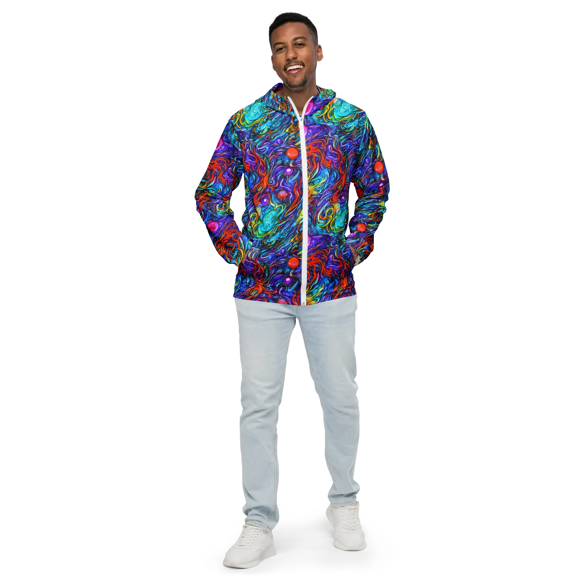 Saturated Swirl on Men's Windbreaker — Front