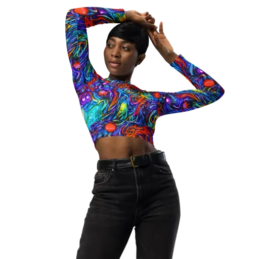 Saturated Swirl on a Long Sleeve Crop Top