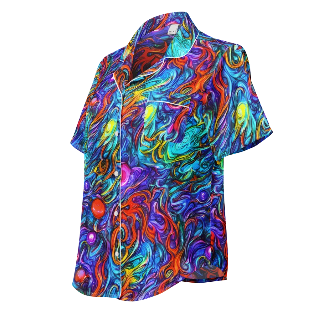 Saturated Swirl on Women's Short Sleeve Pajama Top — Left Front