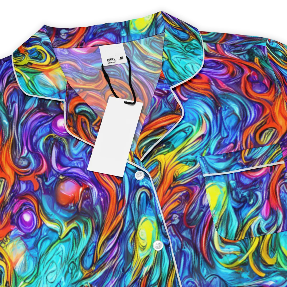 Saturated Swirl on Women's Short Sleeve Pajama Top — Product details