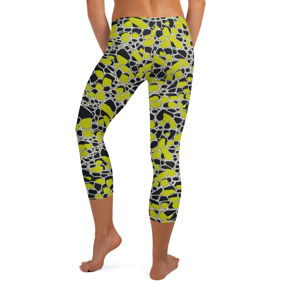 Lime Labyrinth on Capri Leggings — Back