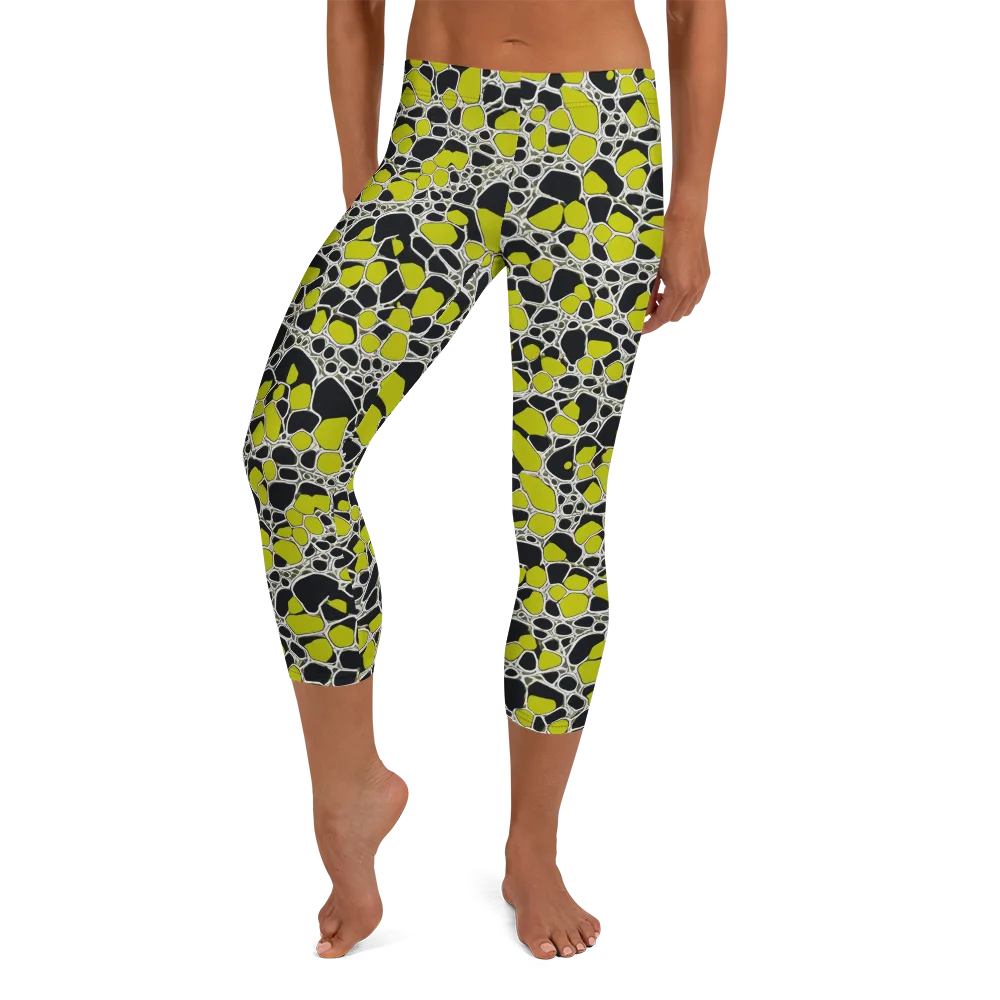 Lime Labyrinth on Capri Leggings — Front
